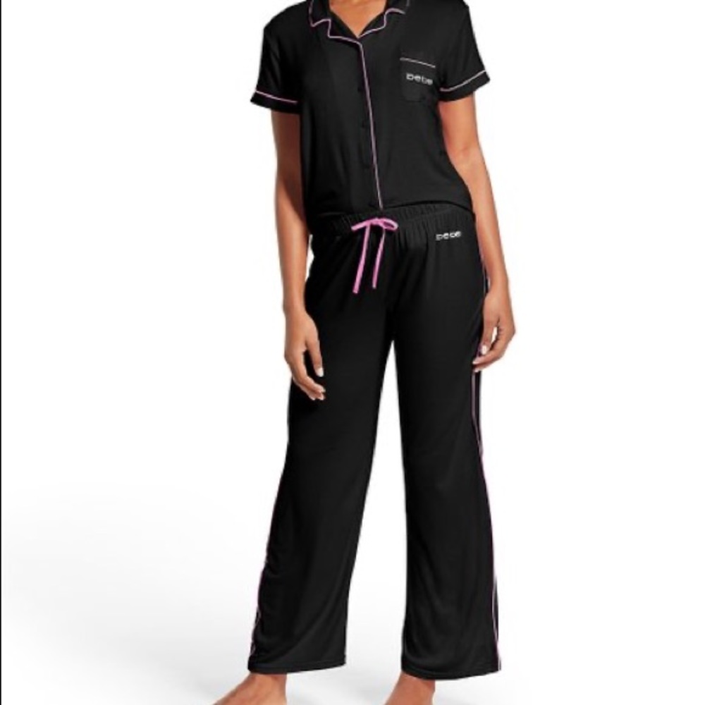 Bebe Black Button-Front Pajama Set